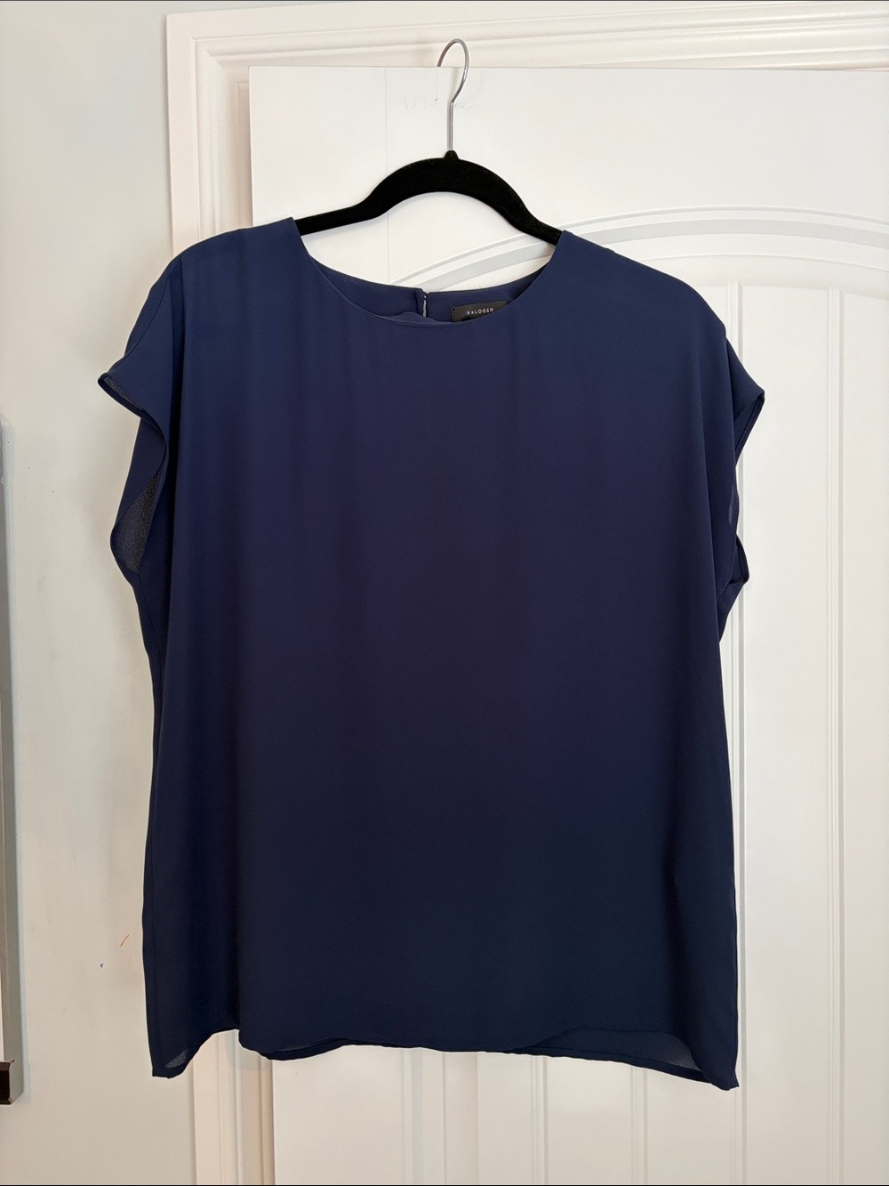 Halogen Deep Navy Cap-Sleeve Blouse